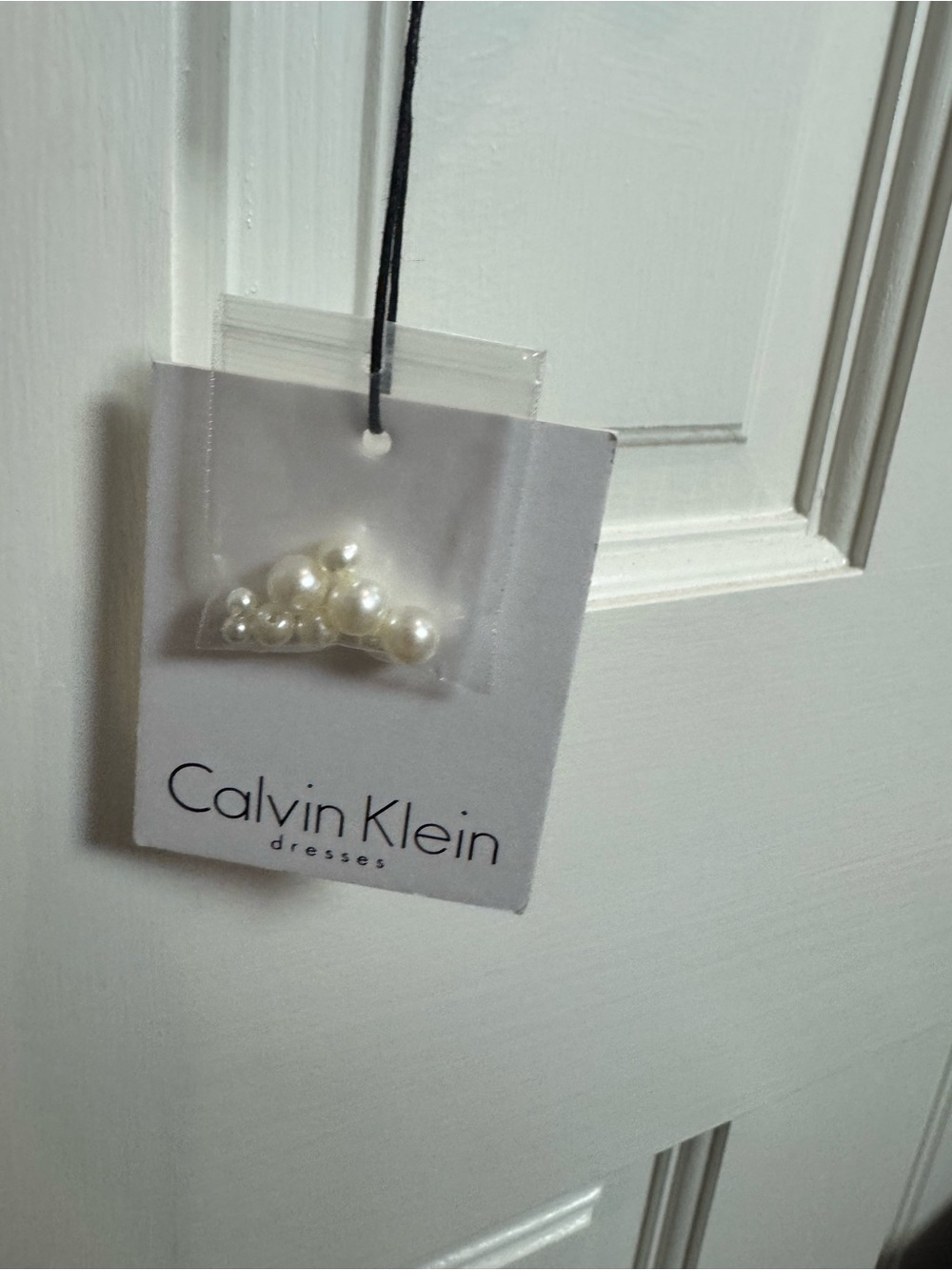 Calvin Klein - Black Cardigan with White Pearl Accent - Picture 2 of 3